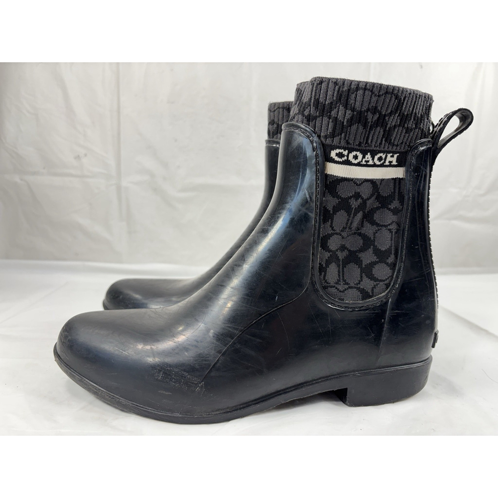 Coach Womens Rivington Knit Ankle Rain Boots - Picture 3 of 12